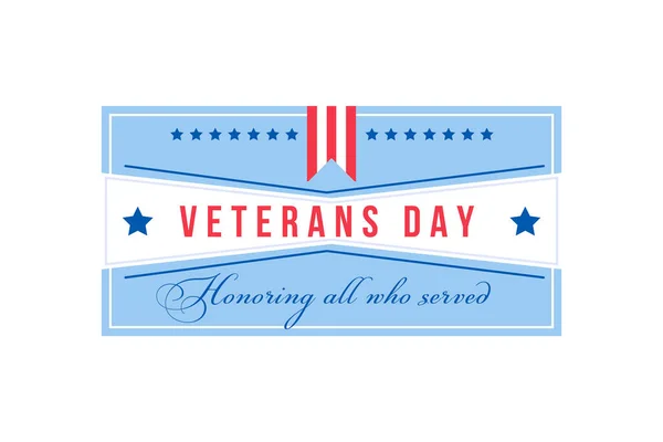 American Veterans Day crachá vetor de cor plana — Vetor de Stock