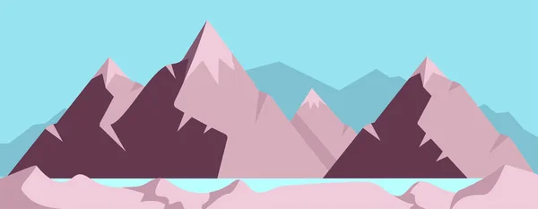 Illustrazione vettoriale a colori piani di alta montagna — Vettoriale Stock