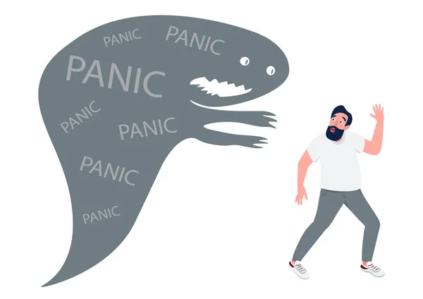 Hombre con ataque de pánico concepto plano vector ilustración — Vector de stock