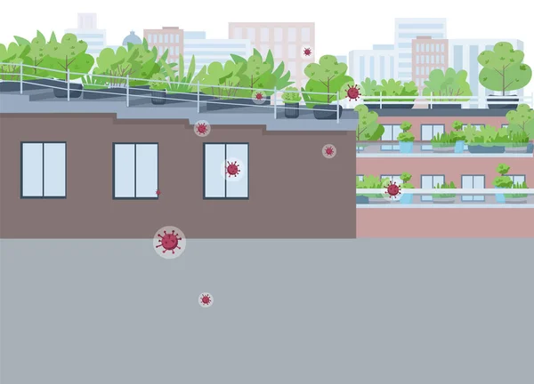 Illustration vectorielle couleur plate de quarantaine de ville — Image vectorielle