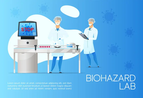 Biohazard lab banner flat vector template — Stock Vector