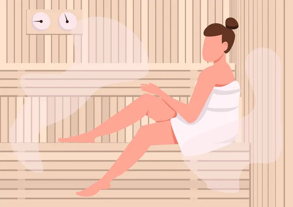 Sauna plana vector de color ilustración — Vector de stock