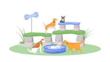 Premium pet resort düz renk vektör karakteri