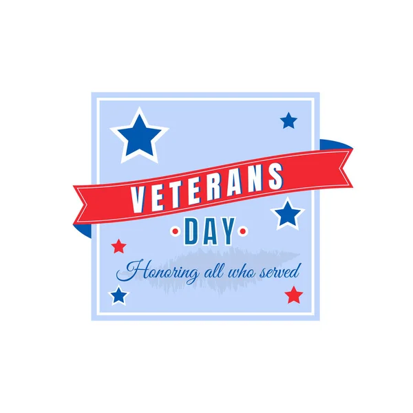 USA national Veterans Day flat color vector badge