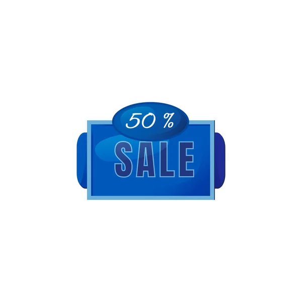 Halve prijs verkoop blauw vector bord teken illustratie — Stockvector