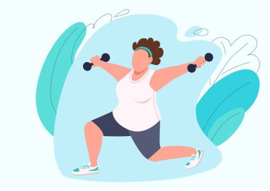 Yüzsüz pilates yapan kadın düz renk vektörü