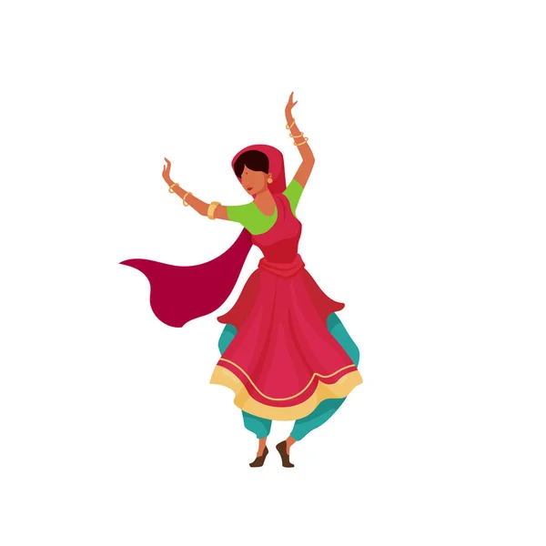 Indien danseuse couleur plate vecteur caractère sans visage — Image vectorielle