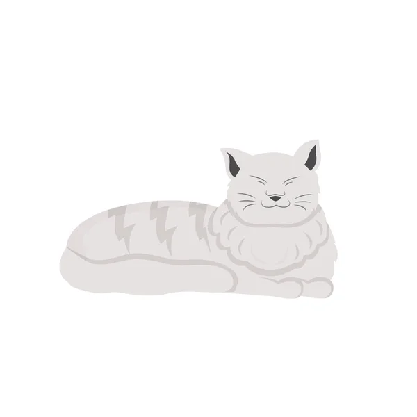 Personagem vetorial de cor plana de gato branco — Vetor de Stock