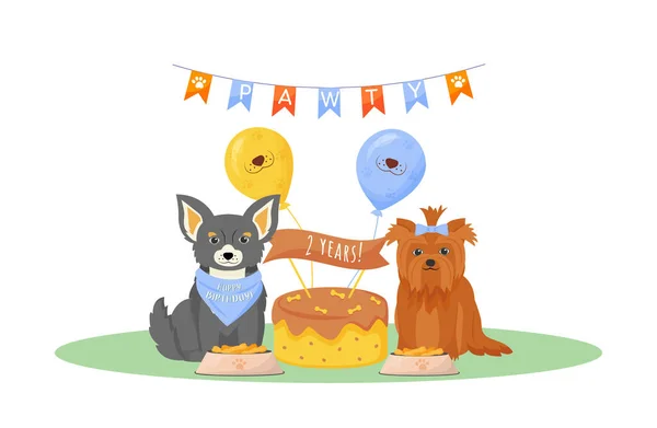 Pes narozeniny plochý barevný vektor znak — Stockový vektor