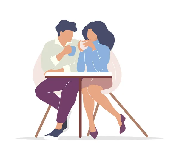 Couple drinking tea flat color vector faceless characters — Stock Vector