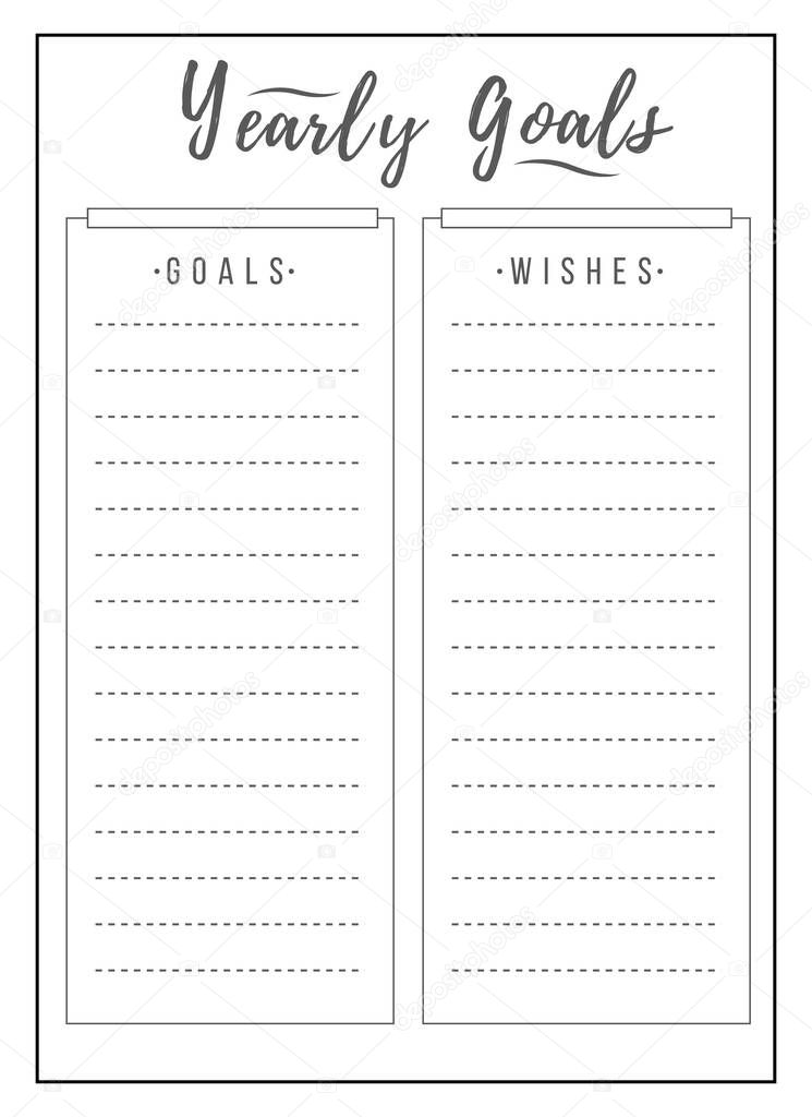 Yearly schedule minimalist planner page design
