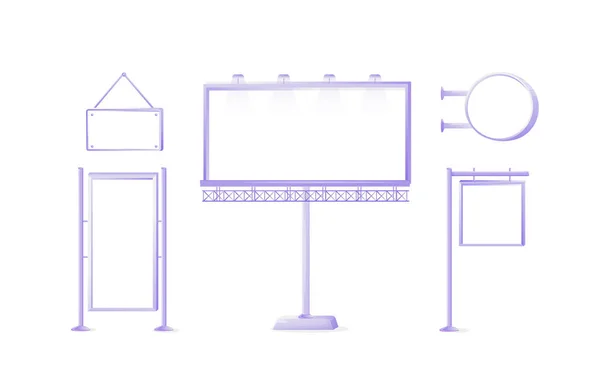 Vetor Público Anúncios Placa Sinal Ilustrações Conjunto Caixa Luz Metal —  Vetores de Stock