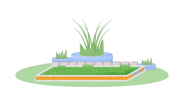Садовая Векторная Иллюстрация Садовые Растения Украшения Двор Растущими Кустами Поле — стоковый вектор