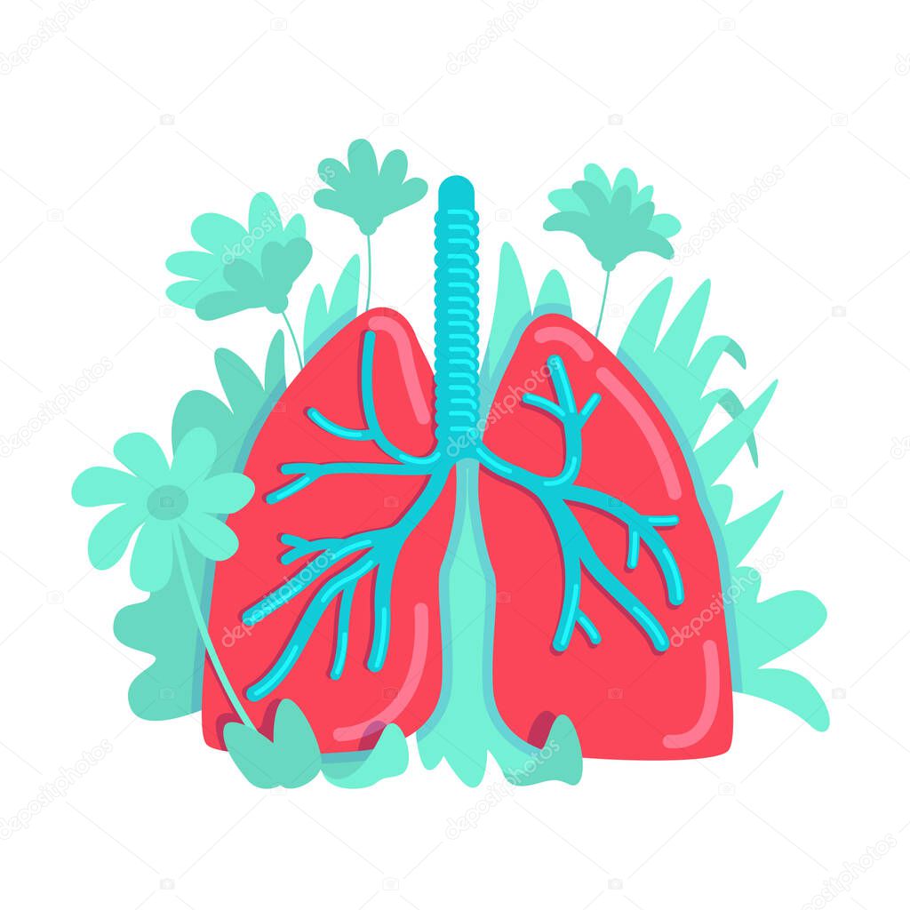 Ilustración anatómica del vector de concepto plano pulmonar. Prevención de  enfermedades cardiovasculares. Sistema respiratorio. Fisiología 2D objeto  de dibujos animados para el diseño web. Idea creativa de órgano interno  humano saludable 2023