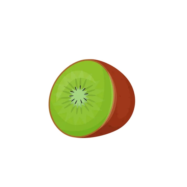 Kiwi Zeichentrickvektorillustration Die Hälfte Der Reifen Saftigen Frucht Flache Farbe — Stockvektor