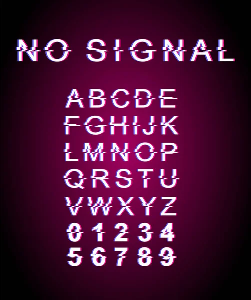 Aucun Modèle Police Défaut Signal Alphabet Vectoriel Style Futuriste Rétro — Image vectorielle