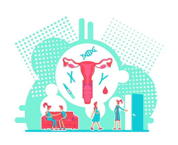 Femmina Fecondazione Concetto Piatto Vettoriale Illustrazione Appuntamento Ospedale Donna Visita — Vettoriale Stock