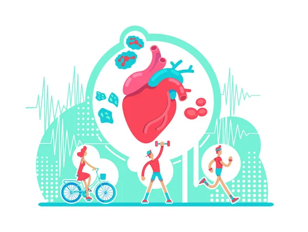 Cardiovascular System Health Care Flat Concept Vector Illustration Active Cardio — Stock Vector