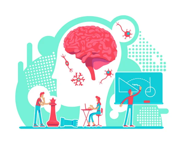 Neurología Concepto Plano Vector Ilustración Sistema Nervioso Función Cerebral Educación — Vector de stock