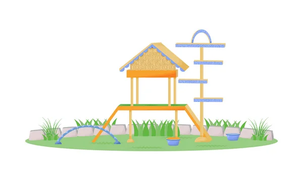 Playhouse Cartoon Vector Illustratie Meubilair Voor Huisdieren Tuin Spelen Achtertuin — Stockvector