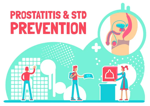 Prostatite Prevenção Dst Poster Modelo Vetorial Plana Dor Bexiga Problema — Vetor de Stock