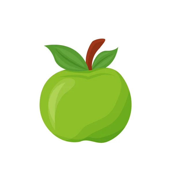 Green Apple Cartoon Vector Illustration Fresh Sweet Juicy Fruit Flat — Stock Vector
