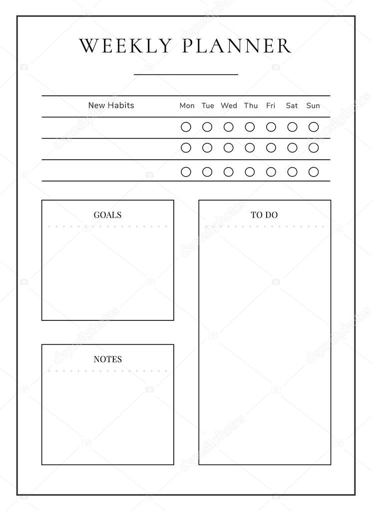 Weekly Planner Minimalist Planner Page Design Timetable To Schedule Event Check Goal Write Note Daily Task Bullet Journal Printable Sheet Personal Organizer Notebook Vector Template Premium Vector In Adobe Illustrator Ai Weekly Planner Minimalist Planner Page Design Timetable To Schedule Event Check Goal Write Note Daily Task Bullet Journal Printable Sheet Personal Organizer Notebook Vector Template Premium Vector In Adobe Illustrator Ai