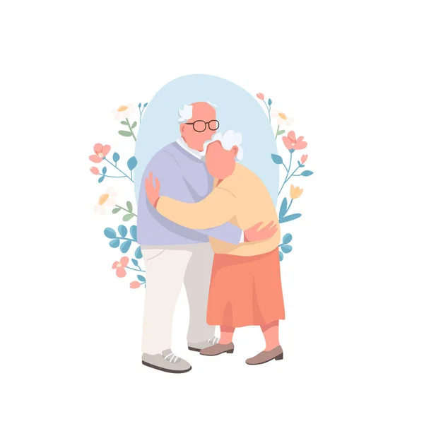 Senior Couple Plat Concept Vectoriel Illustration Relation Amoureuse Dans Vieillesse — Image vectorielle