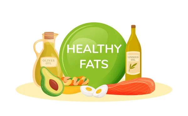 Potraviny Obsahující Zdravé Tuky Kreslené Vektorové Ilustrace Výhody Rostlinného Oleje — Stockový vektor
