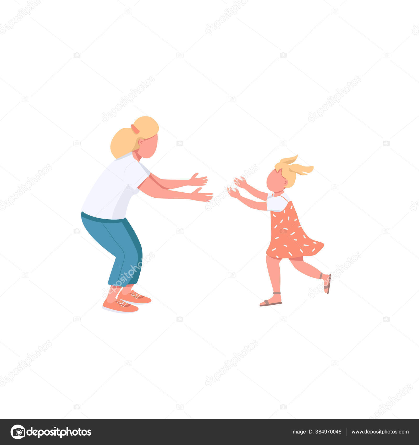 Mother Daughter Flat Color Vector Faceless Characters Little Girl Run Stock  Vector Image by ©ntlstudio #384970046