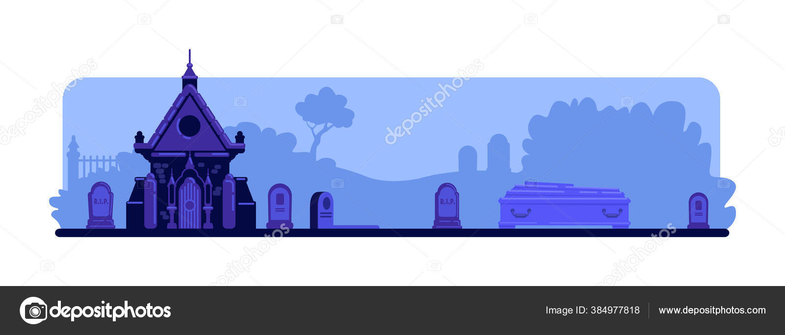 Night Cemetery Flat Color Vector Illustration Tombstones Old Crypt Building  Stock Vector by ©IMG visuals characters 384977818, image size:1600x684