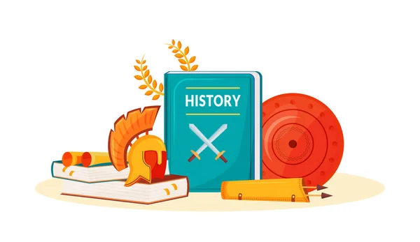 Történelem Lapos Koncepció Vektor Illusztráció Tantárgy Történelmi Könyv Humán Tudományok — Stock Vector