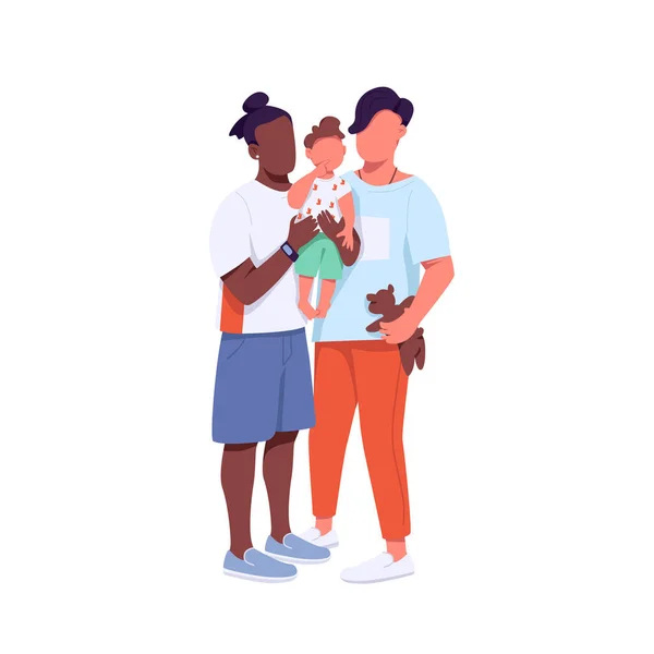 Familia Razas Mixtas Vector Color Plano Caracteres Sin Rostro Afro — Vector de stock