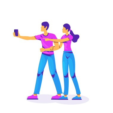 Akıllı telefon düz renk vektörlü yüzsüz karakterli insanlar. Artırılmış gerçeklik projeksiyonu teknolojisi. Kablosuz bağlantı, web grafik tasarımı ve animasyonu için izole edilmiş çizgi film çizimi