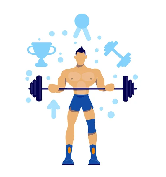 Sportsman Flat Concept Vector Illustration Physical Wellness Bodybuilding Training Exercise — Stock Vector