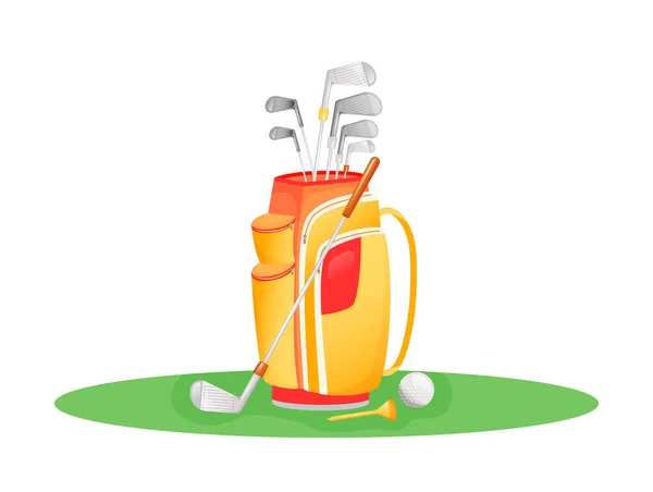 Golf Spiel Flache Konzept Vektor Illustration Gear Bag Mit Stöcken — Stockvektor