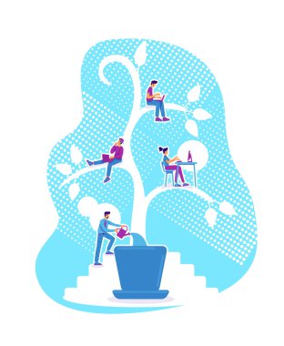 Öğrenciler eğitimli düz konsept vektör çizimi. Sulama bitkisi öğretmeni. Okul öğrencileri ve öğretmenler web tasarımı için 2D çizgi film karakterleri. Üniversite grup danışmanı. Yaratıcı fikir öğretiyorum.