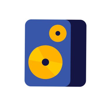Stereo sistemi düz renk vektör nesnesi. Taşınabilir cihazla müzik dinle. Yayın sesine geç. Müzik ekipmanları web grafik tasarımı ve animasyonu için izole edilmiş çizgi film çizimi