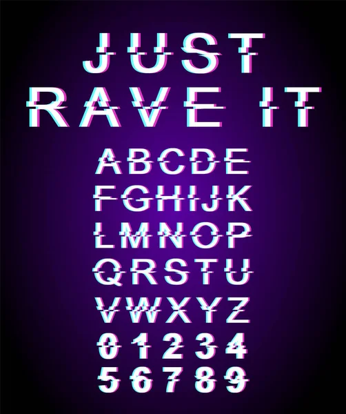 Απλά Κάντε Rave Font Template Ρετρό Φουτουριστικό Αλφάβητο Διάνυσμα Στυλ — Διανυσματικό Αρχείο