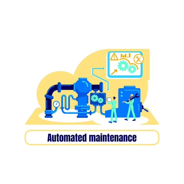 Maquinaria Computarizada Concepto Plano Vector Ilustración Optimización Ingeniería Frase Mantenimiento — Archivo Imágenes Vectoriales