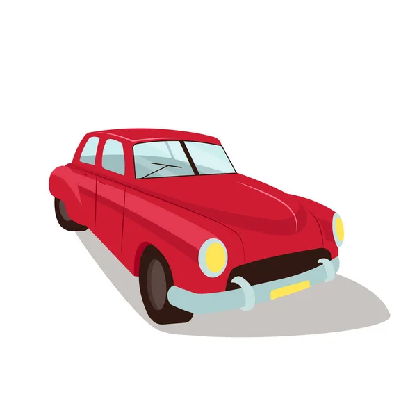 Rojo Vintage Coche Plana Vector Color Objeto Antiguo Automóvil Obsoleto — Vector de stock