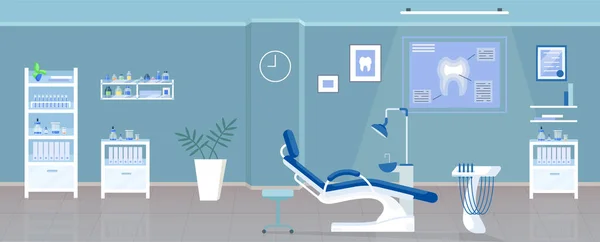 Οδοντιατρικό Γραφείο Επίπεδη Έγχρωμη Διανυσματική Απεικόνιση Στοματολογική Κλινική Οδοντιατρείο Cartoon — Διανυσματικό Αρχείο