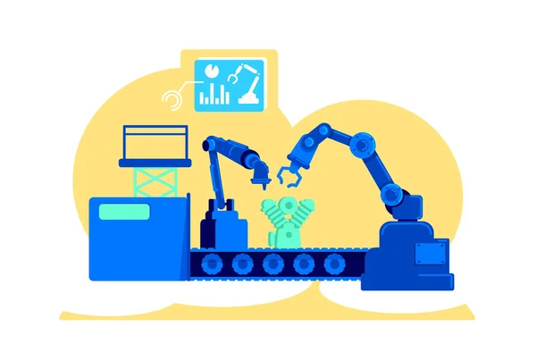 Automatisierte Factory Flat Concept Vektor Illustration Fertigung Förderband Mit Roboterarm — Stockvektor