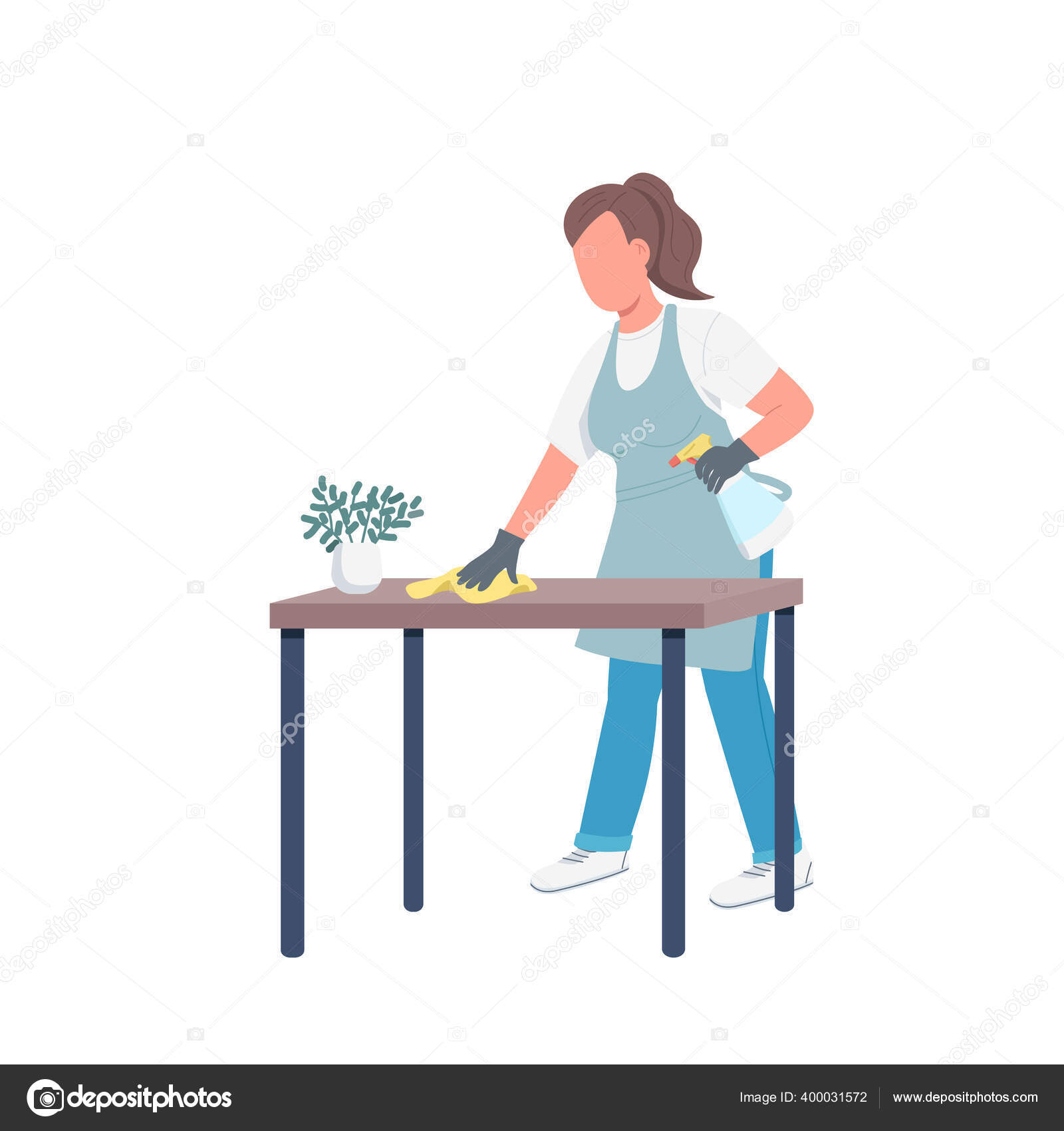 Husholderske Tørker Støv Flat Farge Vektor Ansiktsløs Karakter Kvinnelig  Vaktmester stockvektor © IMG visuals characters #400031572, image size:1600x1700