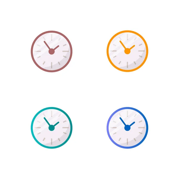 Renkli Saatler Düz Renk Vektör Nesnesi Ayarlandı Duvarda Çevirmeli Kronometre — Stok Vektör