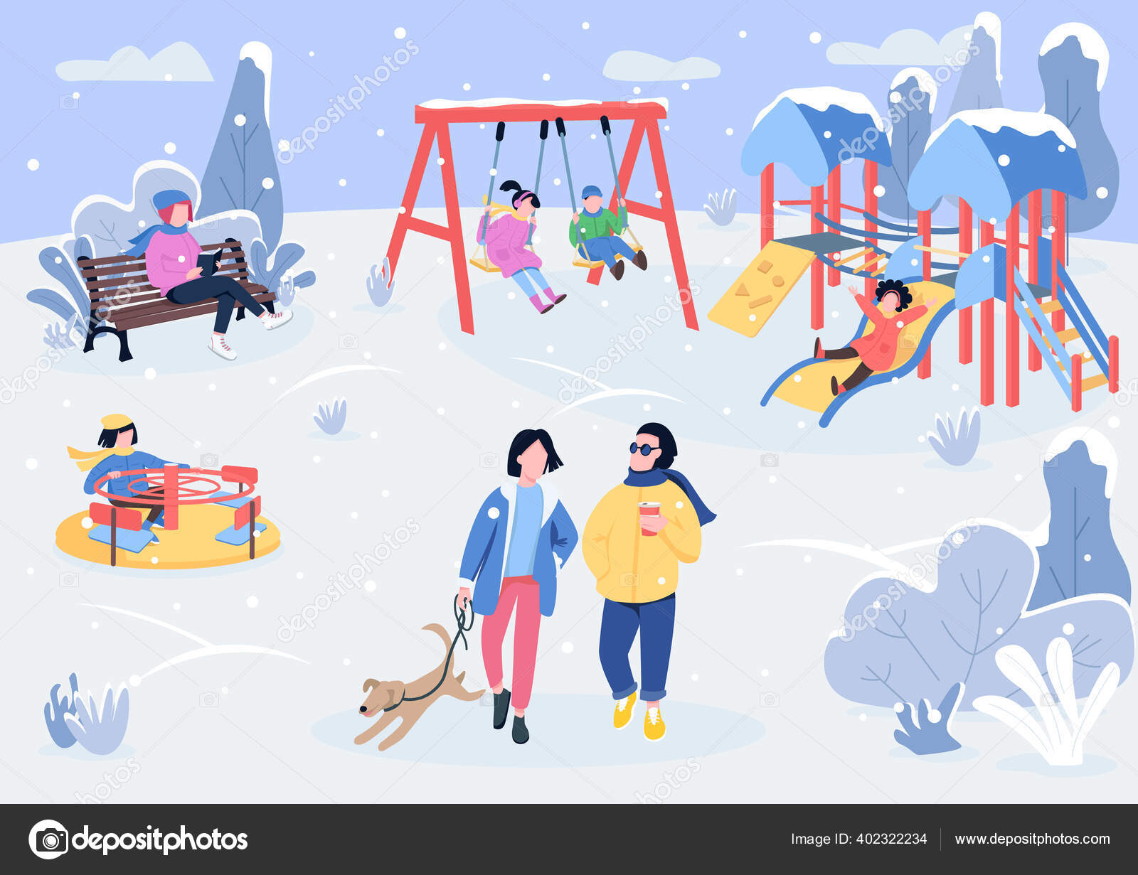 Winter Playpark Visitors Flat Color Vector Illustration People Spending Leisure Stock Vector Image by ©ntlstudio #402322234 Winter Playpark Visitors Flat Color Vector Illustration People Spending Leisure Stock Vector Image by ©ntlstudio #402322234