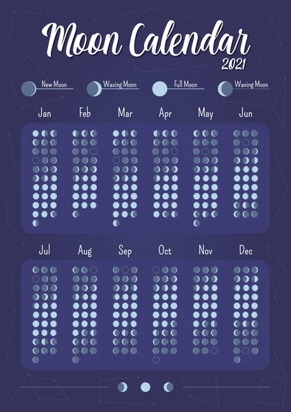 Mondkalender Kreative Planer Seitengestaltung Monatliche Astrologische Liste Täglicher Astronomie Check — Stockvektor