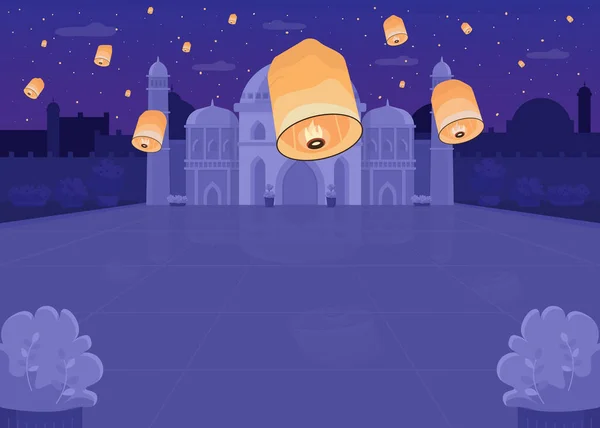 Lantern Φεστιβάλ Επίπεδη Έγχρωμη Διανυσματική Απεικόνιση Θρησκευτικό Φεστιβάλ Ινδουιστών Δημόσιο — Διανυσματικό Αρχείο