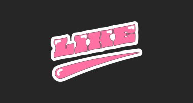 Eski pembe sosyal medya deyimi gibi. Video randevusu. Etkileşimli çağrı, geri bildirim oylaması. Başparmağınızı kaldırın. Altı çizili modaya uygun tipografi. Çevrimiçi düğme siyah üzerine izole. Kullanılan yazı tipi