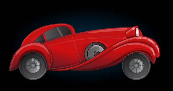 Mobil Merah Gaya Art Deco Vektor Ilustrasi Roaring Twenties Mobil - Stok Vektor